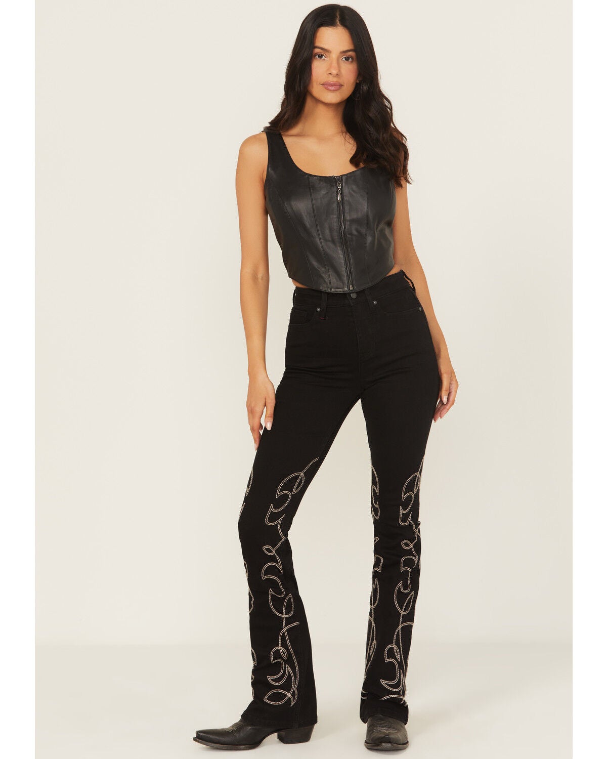 Image #2 - Idyllwind Women's Legend High Rise Boot Stitch Bootcut Super Stretch Denim Jeans, Black, hi-res