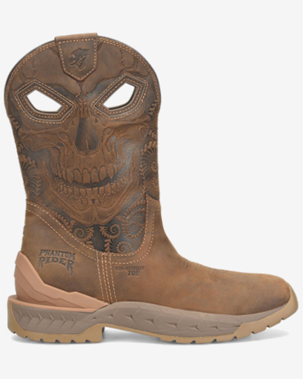 Phantom Rider Men's 11" Hellstinger Pull-On Work Boots - Composite Toe, Dark Brown, hi-res