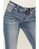 Image #4 - Miss Me Women's Dark Wash Mid Rise Bootcut Patchwork Flap Stretch Denim Jeans, Dark Wash, hi-res