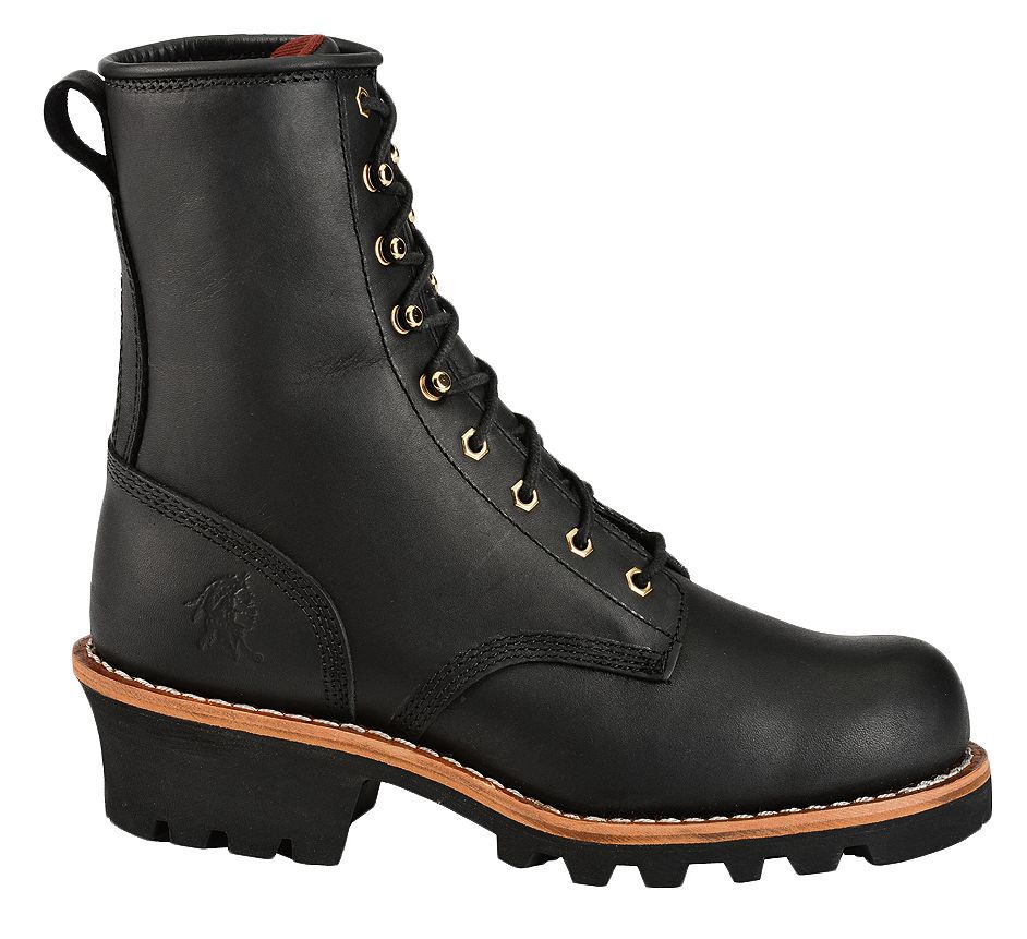 chippewa logger boots black