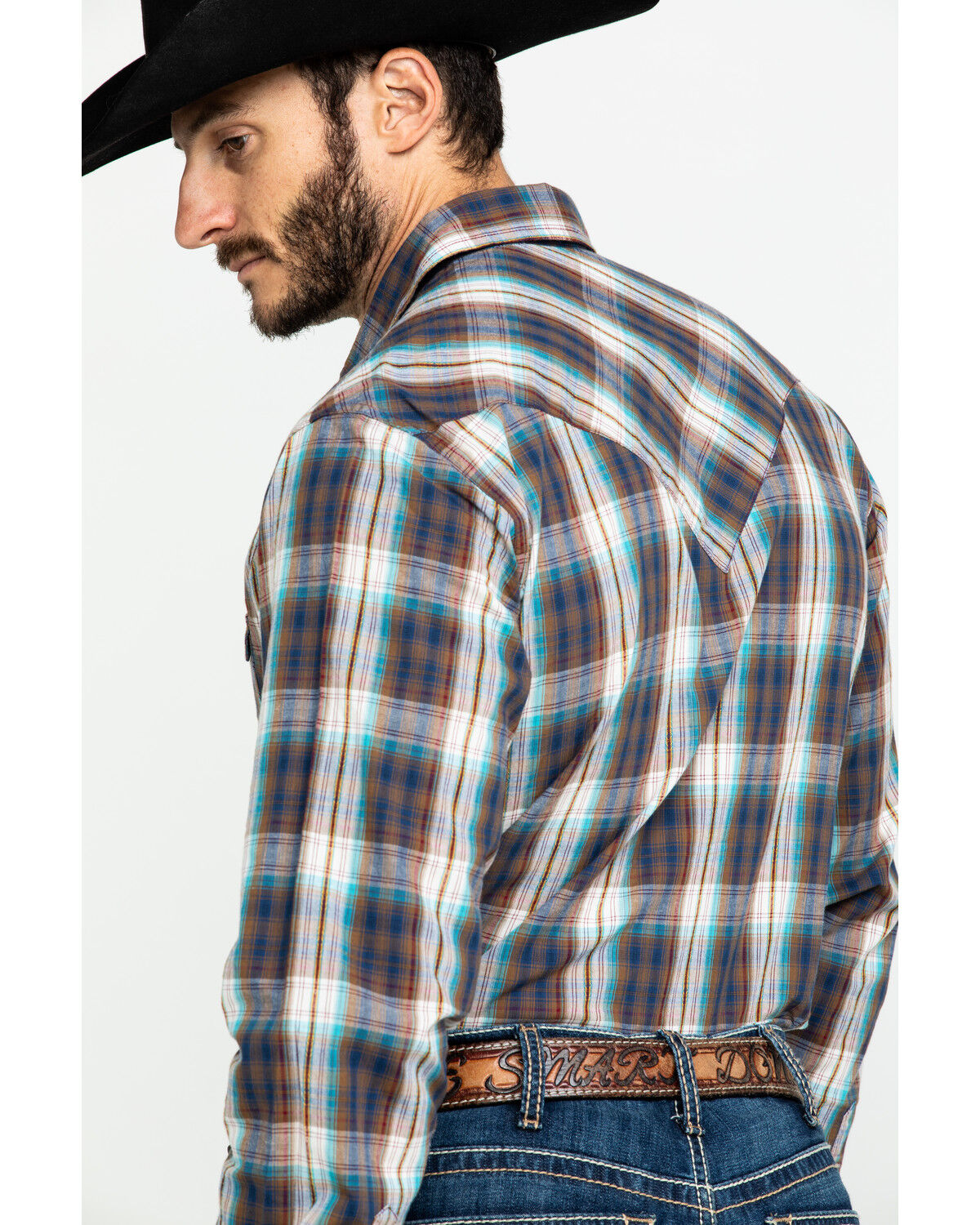 Image #5 - Roper Men's West Made Desert Dobby Plaid Long Sleeve Western Shirt, Multi, hi-res