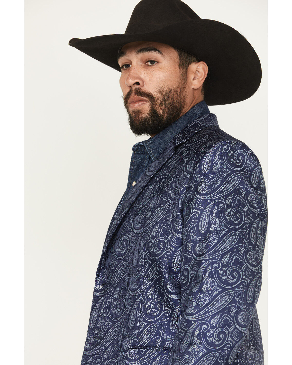 Image #2 - Panhandle Men's Paisley Print Slim Sportcoat, Indigo, hi-res