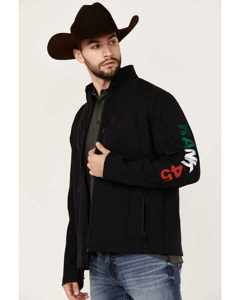 Image #3 - RANK 45® Men's Mexico Embroidered Seal Softshell Jacket , Black, hi-res
