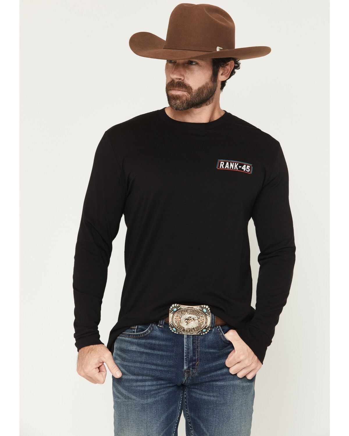 Image #2 - RANK 45&reg; Men's Rodeo Tradition Long Sleeve Graphic T-Shirt, Black, hi-res