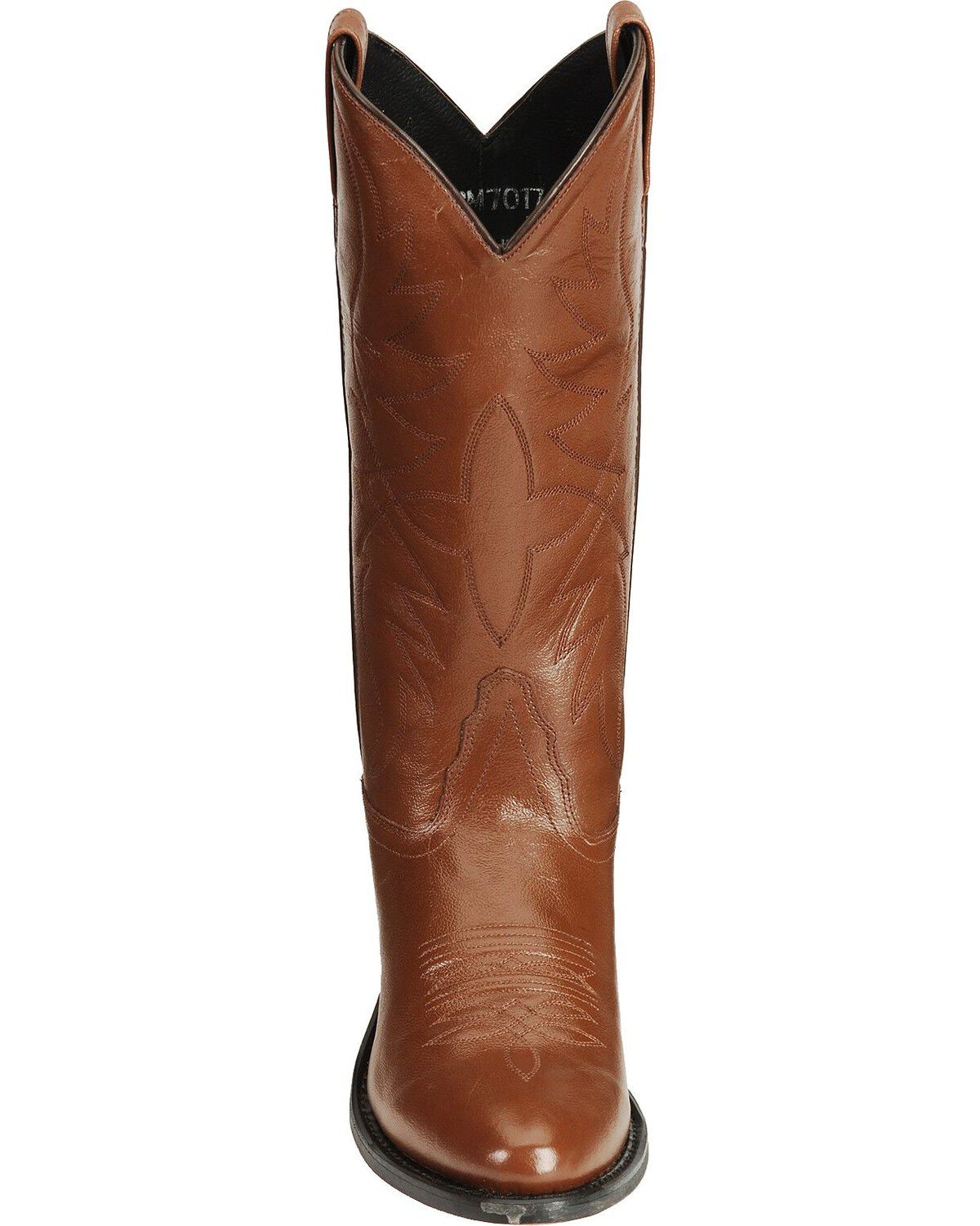 Image #4 - Old West Men's Smooth Leather Western Boots - Round Toe, Tan, hi-res