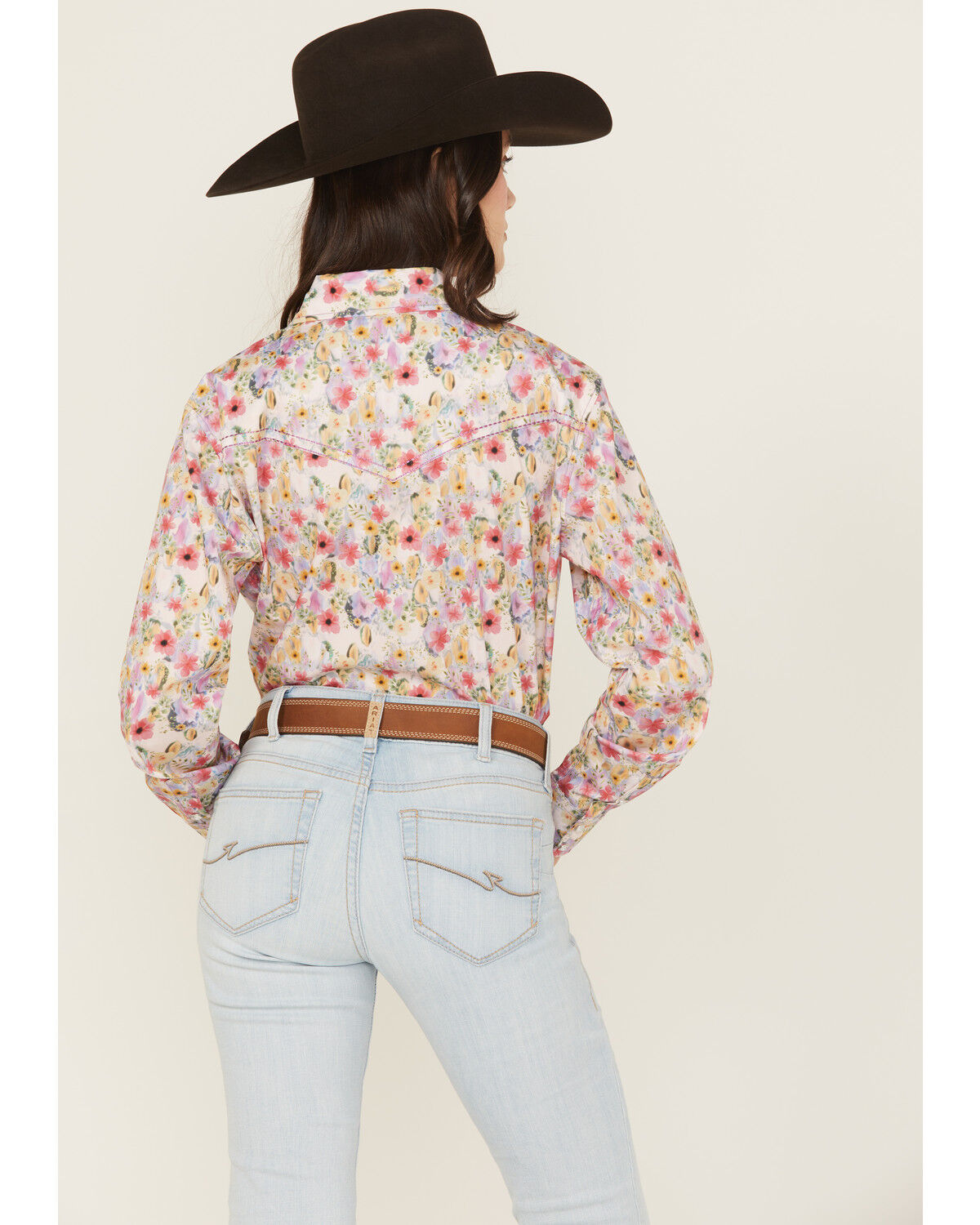 Image #4 - Cowgirl Hardware Women's Floral Monet Long Sleeve Snap Stretch Western Shirt, Multi, hi-res