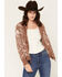 Image #1 - Originality Women's Bandana Print Cardigan, Brown, hi-res