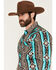 Image #2 - Rock & Roll Denim Men's Southwestern Print Long Sleeve Snap Stretch Western Shirt, Teal, hi-res