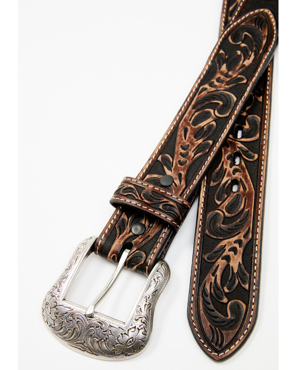 Image #2 - Roper Men's Southwestern Tooled Belt, Brown, hi-res
