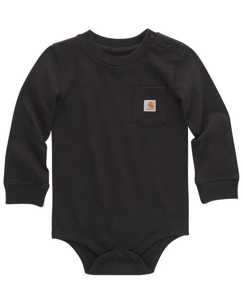 Carhartt Infant Boys' Logo Pocket Long Sleeve Onesie , Black, hi-res