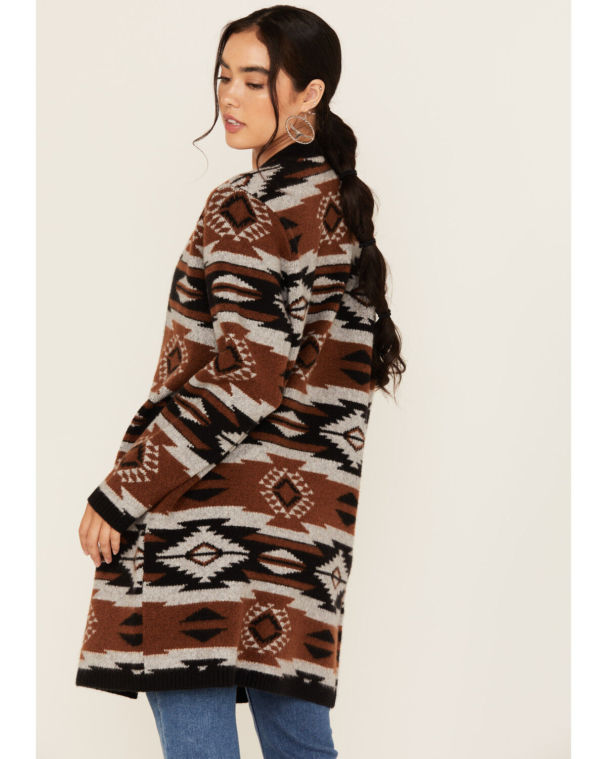 Image #4 - Shyanne Women's Southwestern Print Duster, Chocolate, hi-res