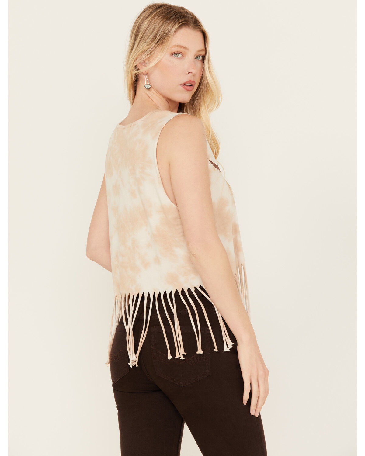 Image #4 - Idyllwind Women's Moody Steer Head Fringe Tank, Tan, hi-res