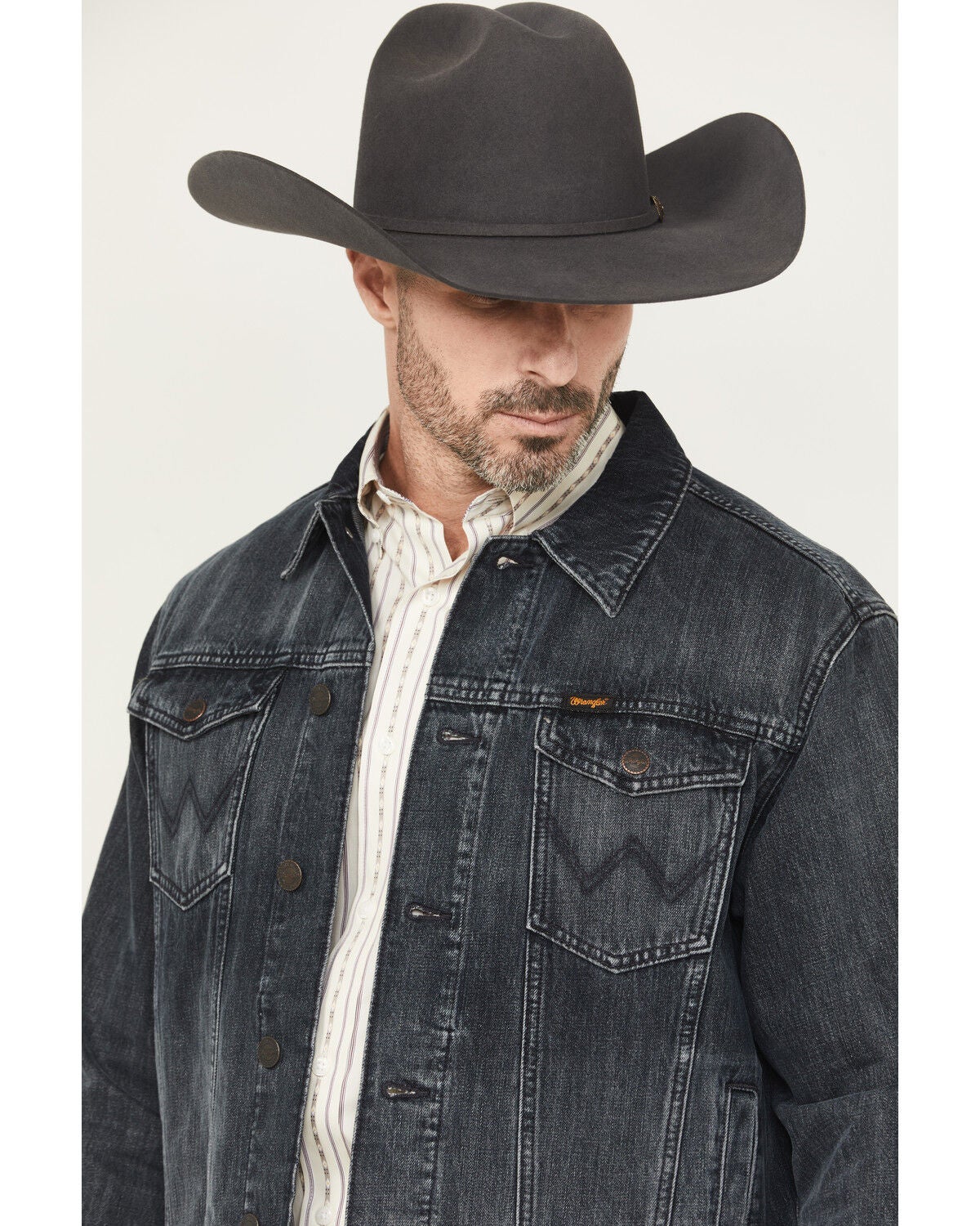 Image #2 - Wrangler Retro Men's Dark Wash Button-Down Denim Jacket, Dark Wash, hi-res