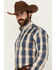 Image #2 - Stetson Men's Dobby Print Long Sleeve Button-Down Western Shirt, Blue, hi-res