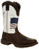 Image #1 - Durango Men's Flag Embroidery Western Performance Boots - Square Toe, Brown, hi-res