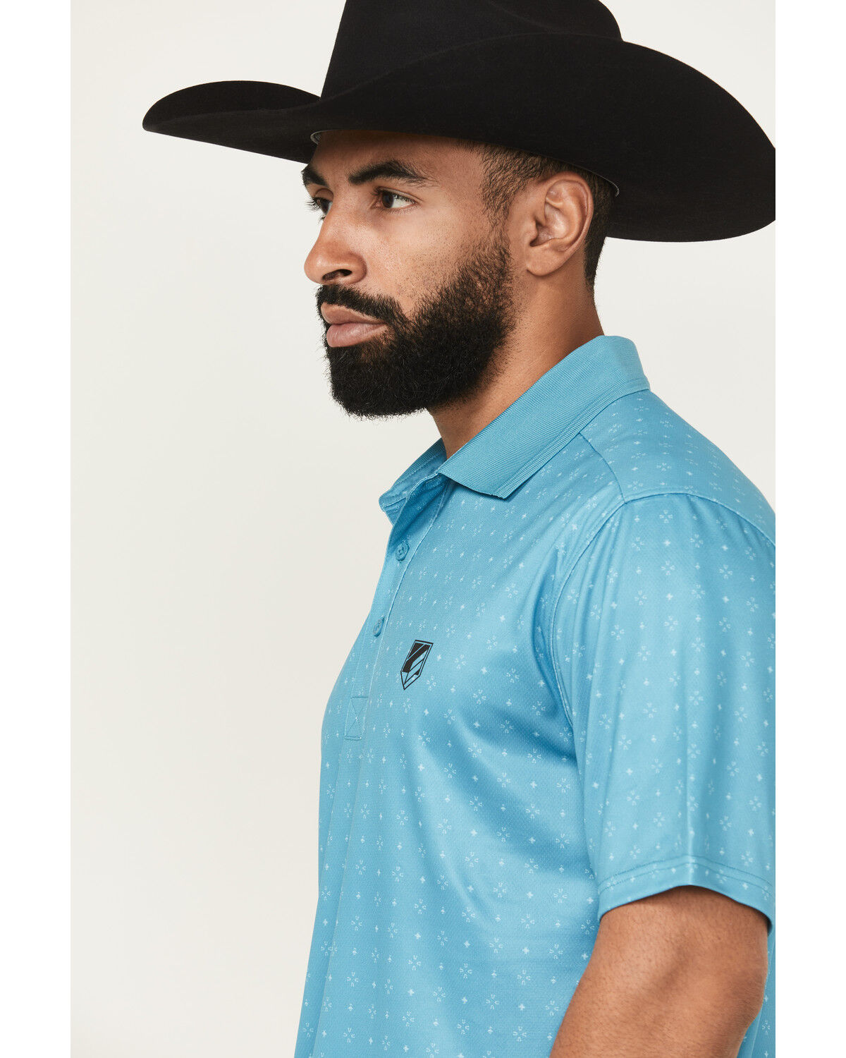 Image #2 - RANK 45® Men's Crossfire Geo Print Short Sleeve Polo, Blue, hi-res