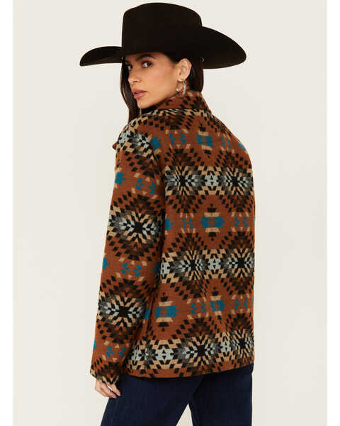Image #4 - Cotton & Rye Women's Southwestern Print Sherpa Blazer , Rust Copper, hi-res