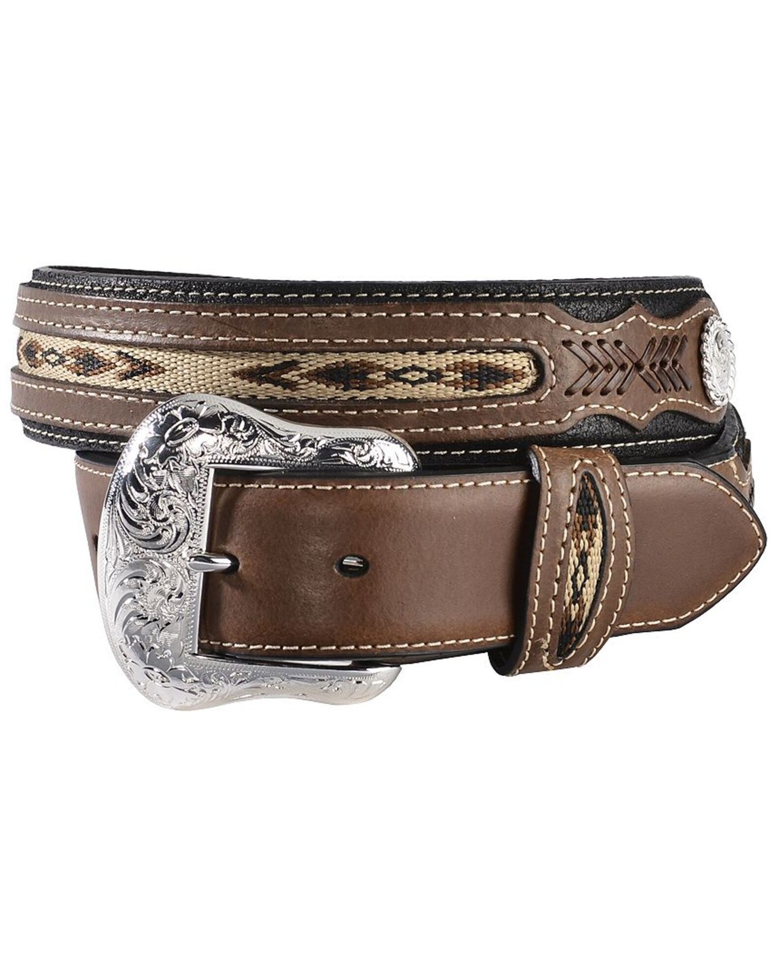 Cody James Men s Ribbon Inlay Leather Belt Country Outfitter