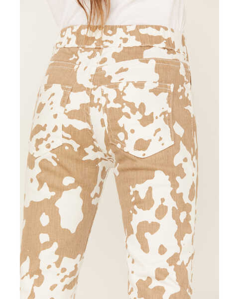 Image #4 - Saint & Hearts Girls' Cowhide Print Pull On Flare Pants, Taupe, hi-res