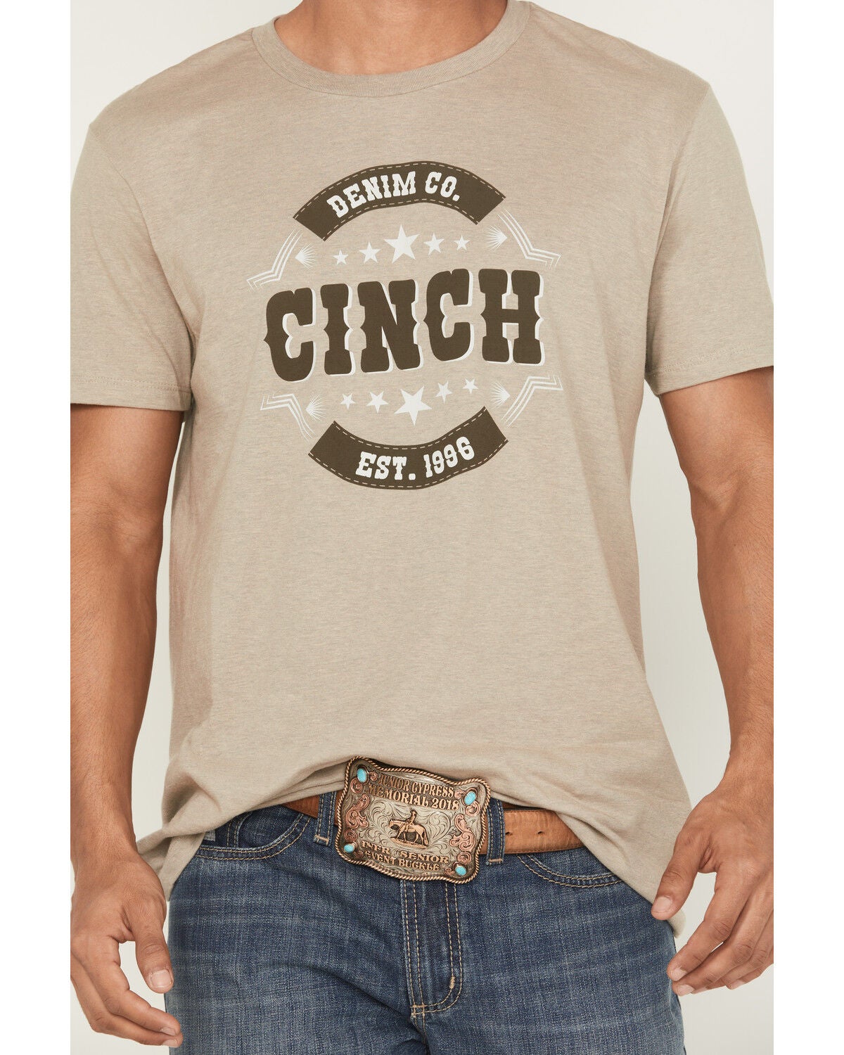 Image #3 - Cinch Men's Boot Barn Exclusive Logo Short Sleeve Graphic T-Shirt, Tan, hi-res