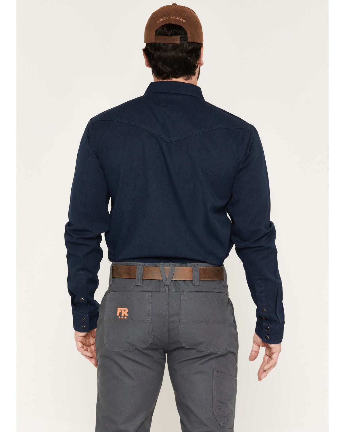 Image #4 - Cody James Men's FR Medora Solid Long Sleeve Snap Work Short, Navy, hi-res