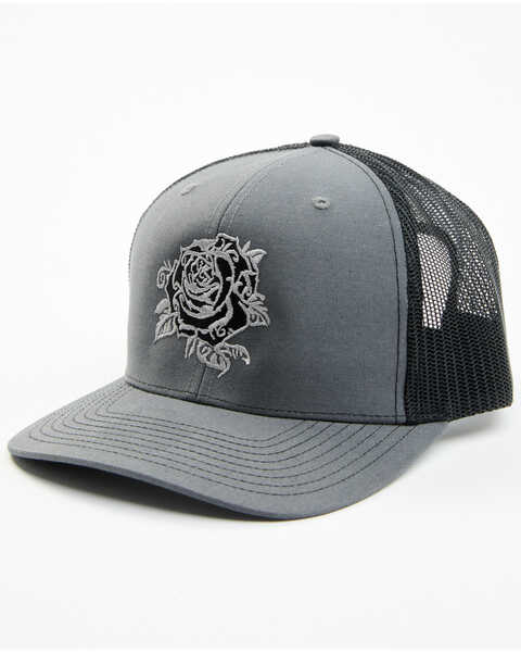 Oil Field Hats Men's Grey & Black Texas Rose Ball Cap, Grey, hi-res