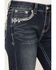Grace in LA Women's Dark Wash Mid Rise Sequin Embroidered Slim Bootcut Jeans, Blue, hi-res