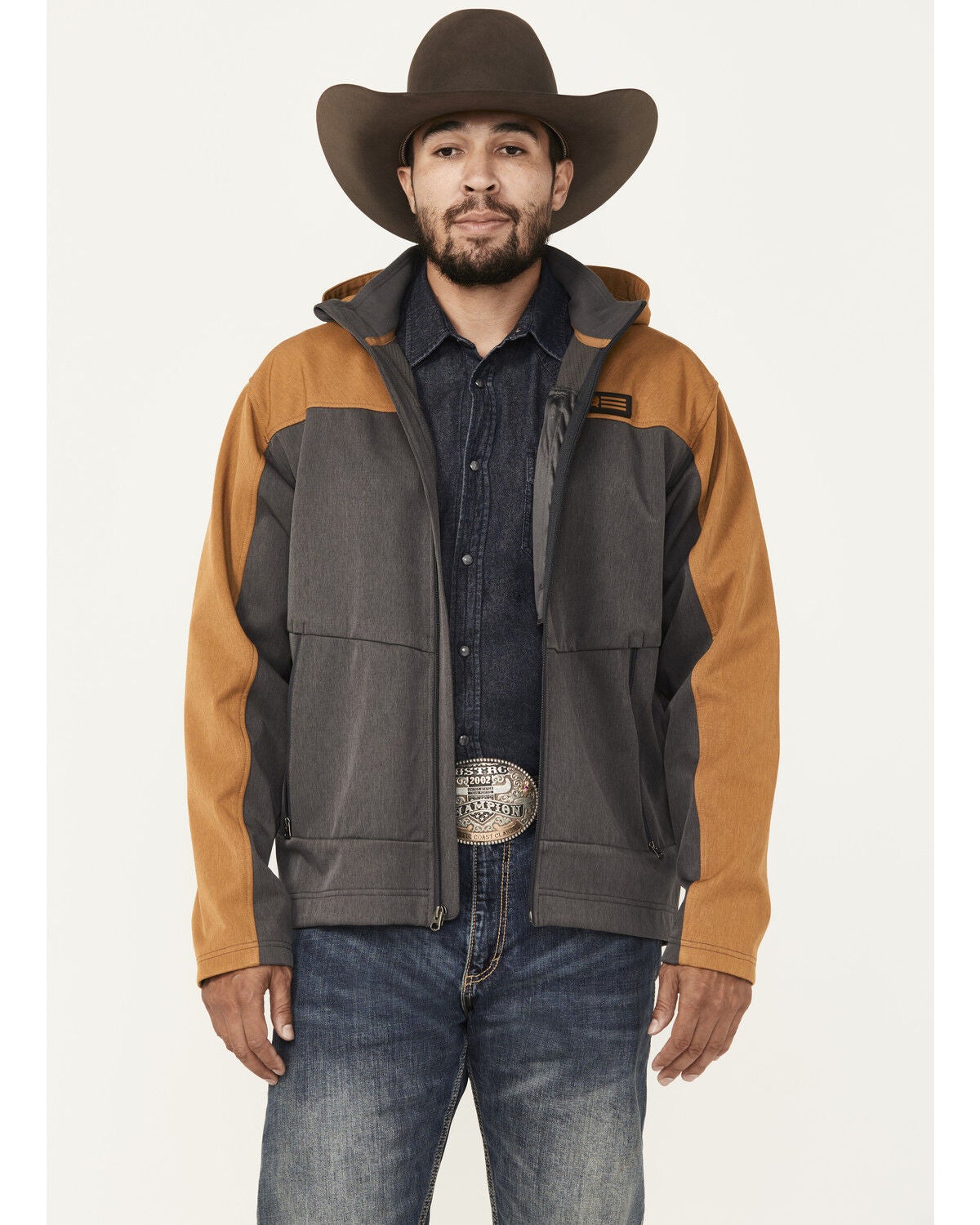 Cinch Men's Hooded Softshell Jacket, Charcoal, hi-res