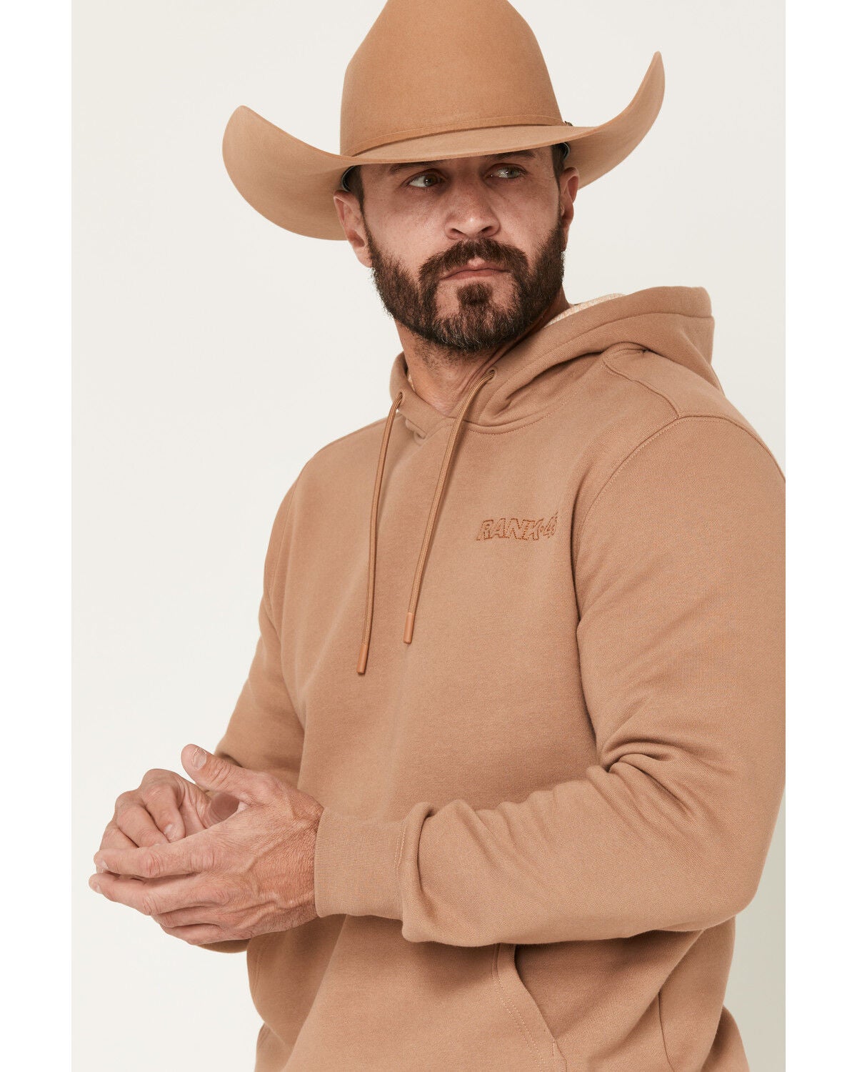 Image #3 - RANK 45&reg; Men's Desert Steer Embroidered Hooded Sweatshirt, Tan, hi-res