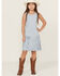 Image #1 - Shyanne Girls' Suede Fringe Mini Dress, Blue, hi-res