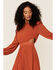 Image #3 - Flying Tomato Women's Solid Pleat Zip-Back Midi Dress , Rust Copper, hi-res