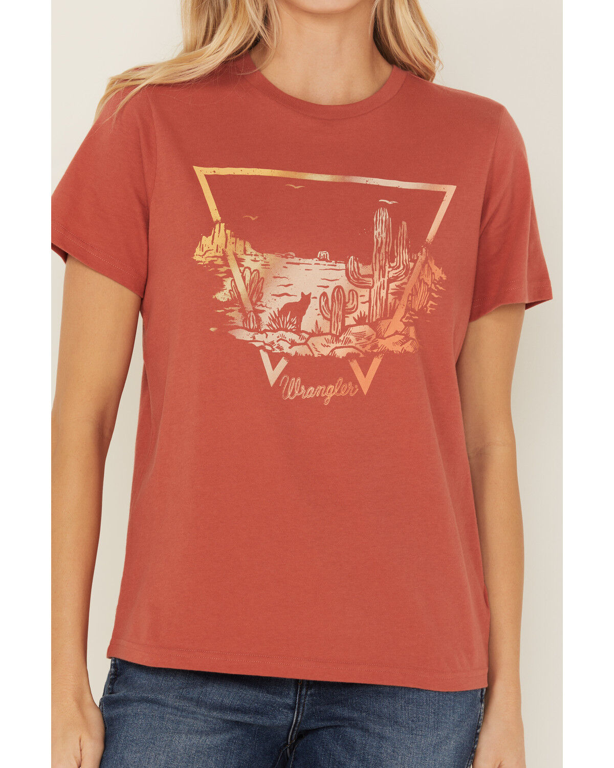 Image #3 - Wrangler Women's Desert Logo Short Sleeve Graphic Tee, Rust Copper, hi-res