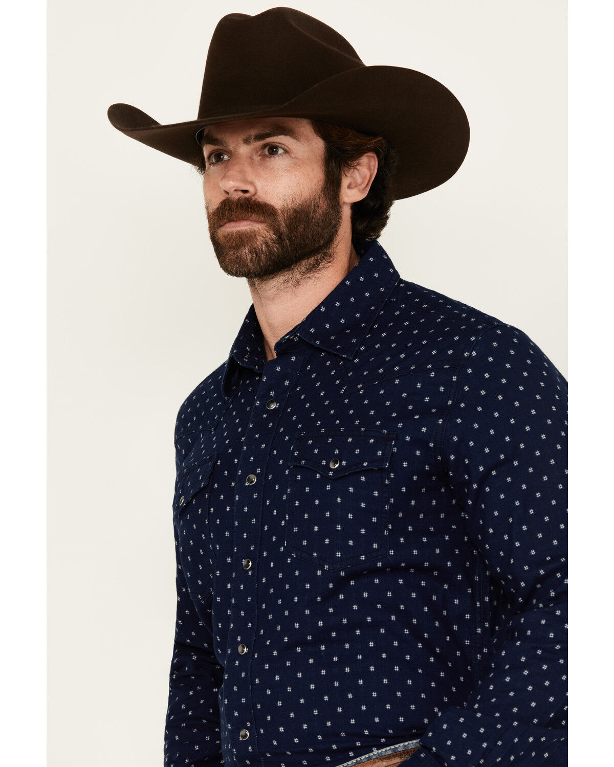 Image #2 - Wrangler Retro Men's Printed Long Sleeve Snap Western Shirt, Navy, hi-res