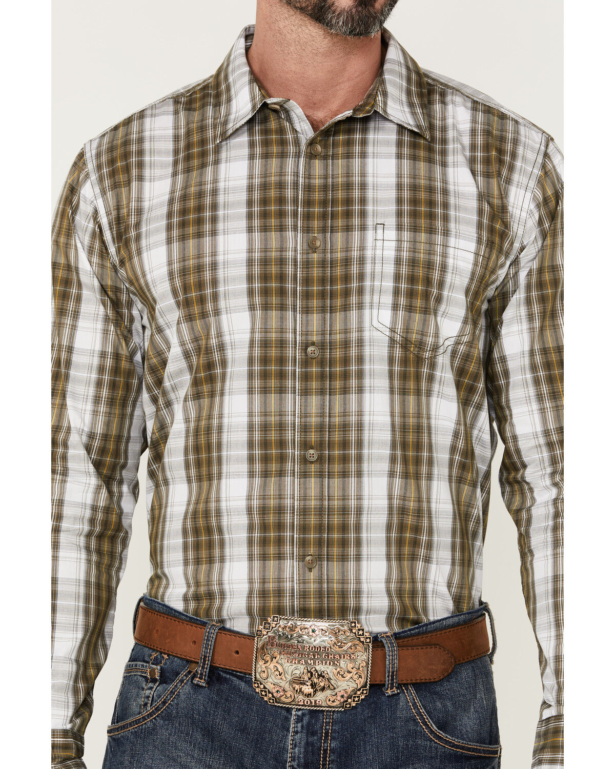 Image #3 - Gibson Men's Station Plaid Long Sleeve Button-Down Western Shirt, Navy, hi-res