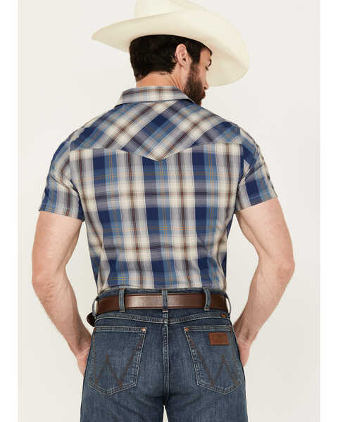 Image #4 - Pendleton Men's Frontier Plaid Print Short Sleeve Snap Western Shirt, Blue, hi-res
