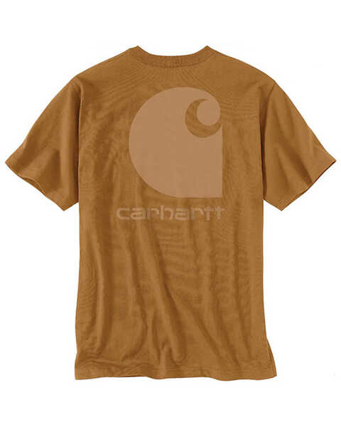 Carhartt Men's Relaxed Fit Heavyweight Logo Short Sleeve Graphic T-Shirt , Tan, hi-res