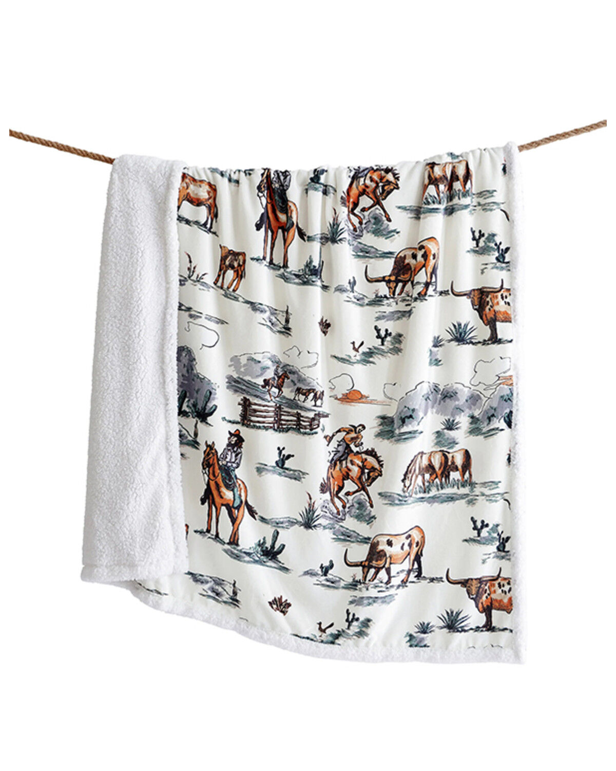 Image #2 - HiEnd Accents Ranch Life Western Toile Campfire Sherpa Throw, Black, hi-res