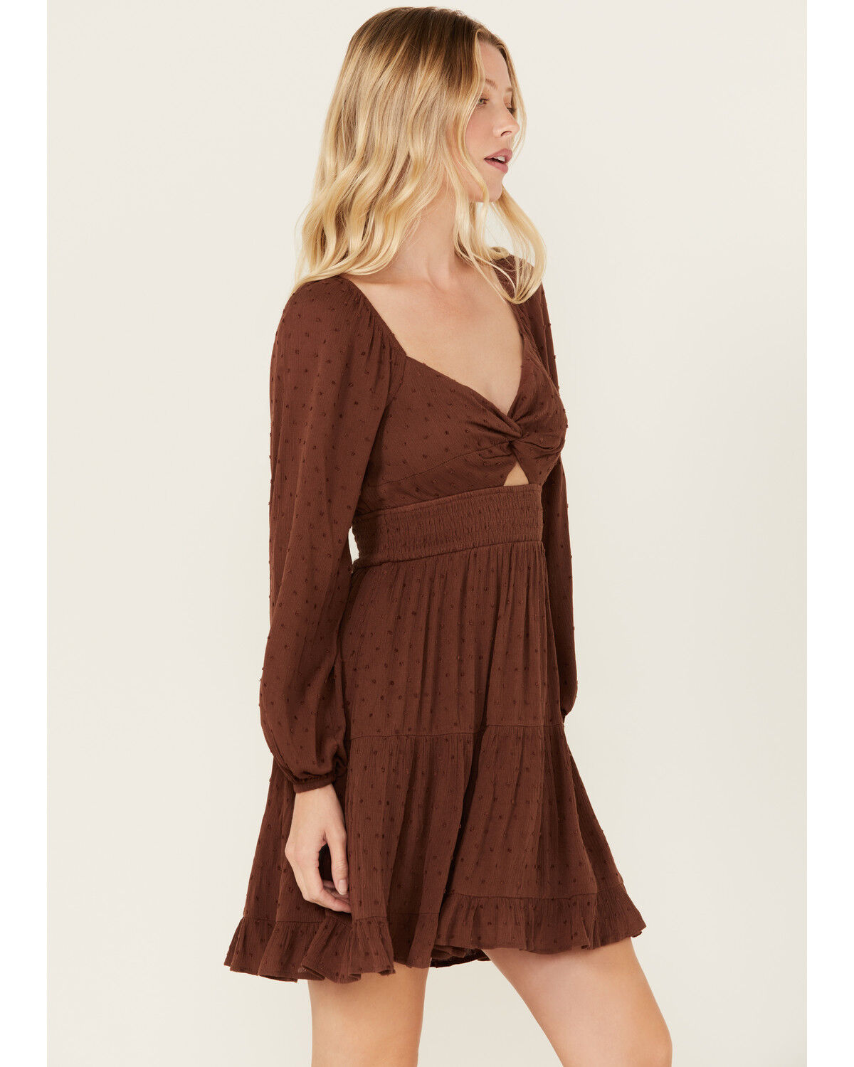 Image #2 - Jolt Women's Long Sleeve Swiss Dot Gauze Dress, , hi-res
