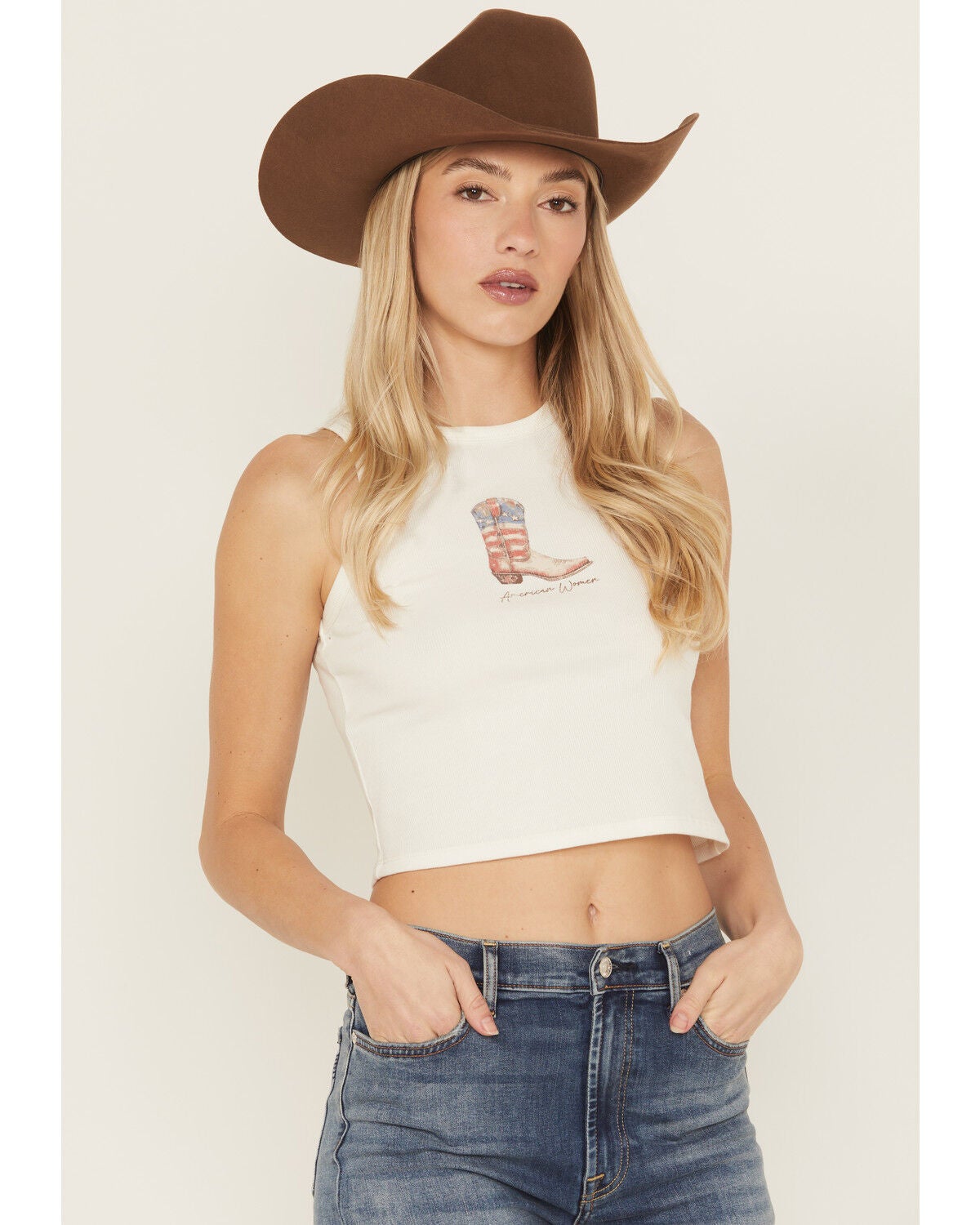 Originality Women's American Women Graphic Tank, White, hi-res