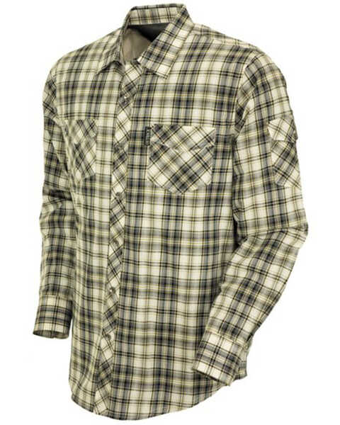Image #4 - Outback Trading Co Men's Beau Plaid Print Long Sleeve Thermal Lined Western Shirt , Grey, hi-res