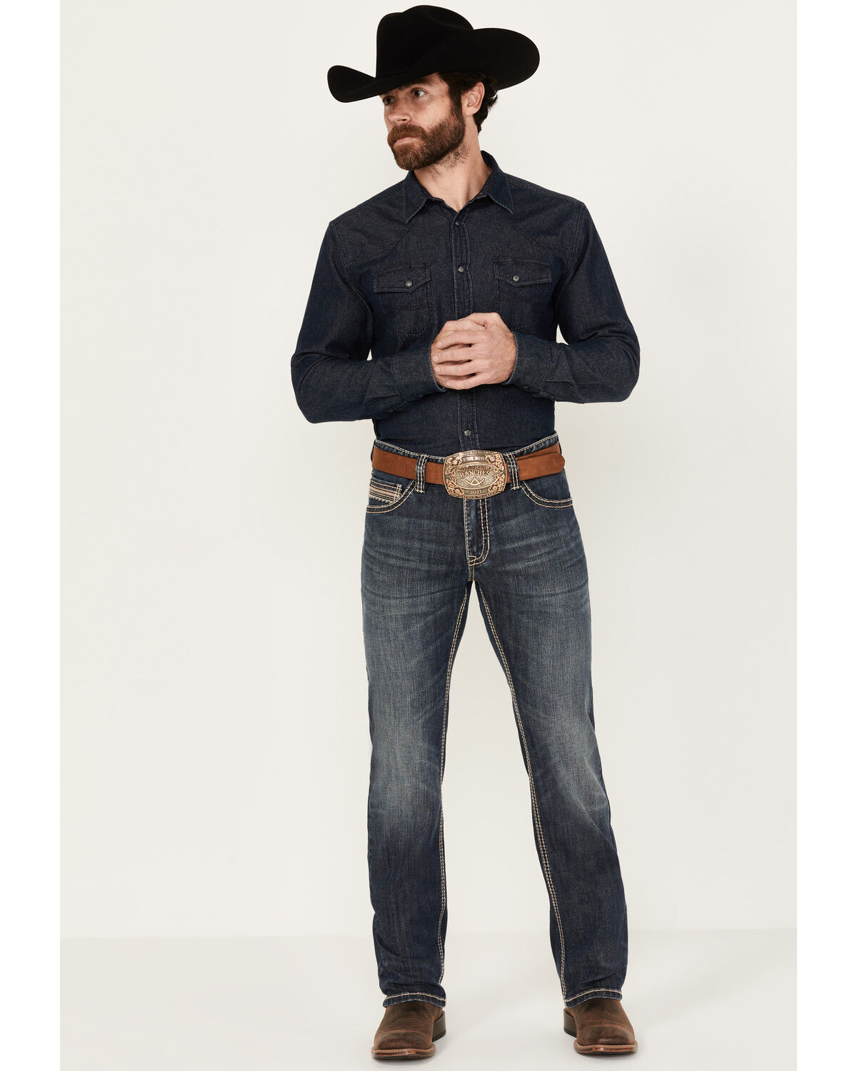 Image #3 - Rock & Roll Denim Men's Revolver Dark Vintage Wash Slim Straight Reflex Denim Jeans, Dark Wash, hi-res