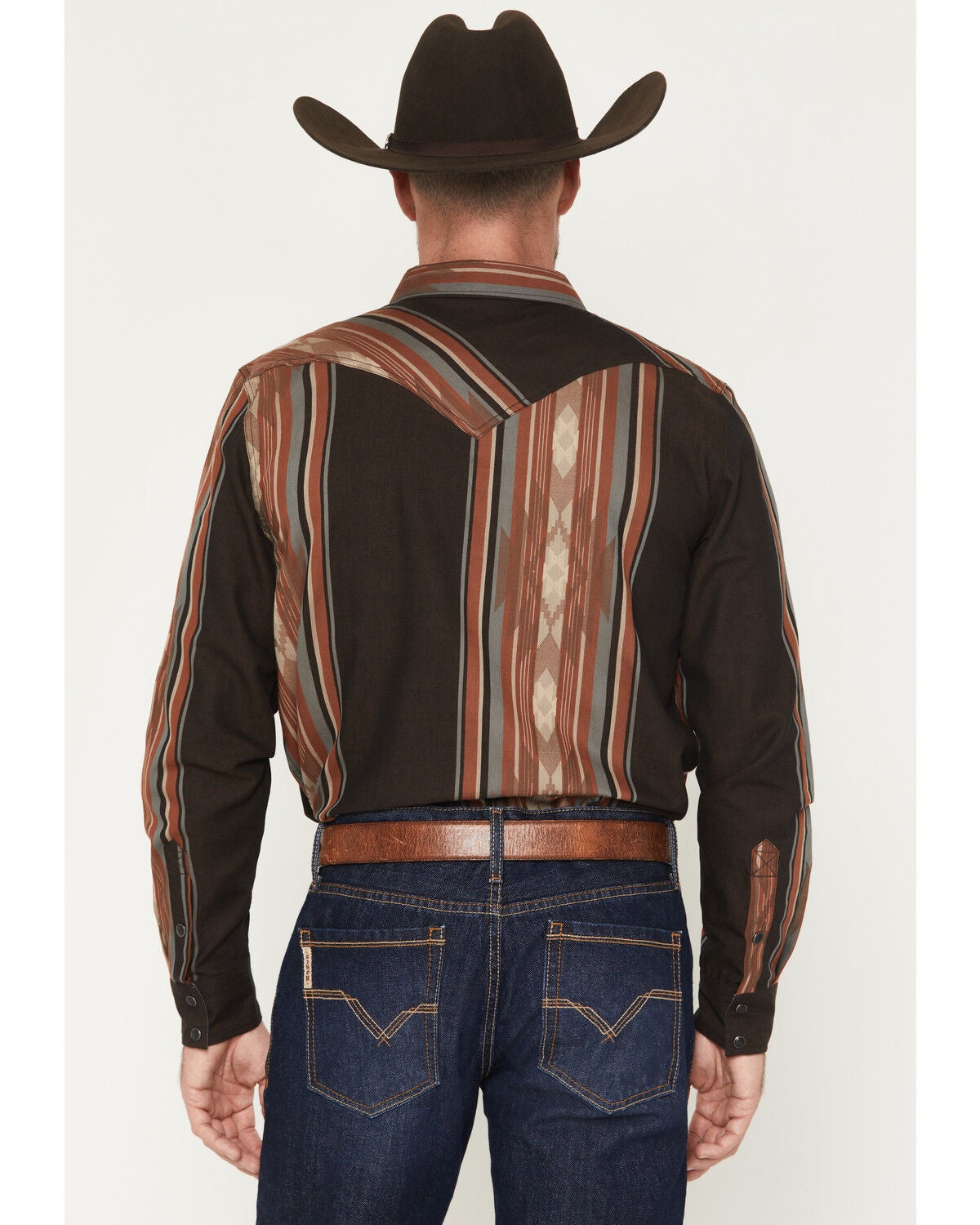 Image #4 - Cody James Men's Desert Trail Southwestern Stripe Print Long Sleeve Snap Western Shirt - Tall, Rust Copper, hi-res