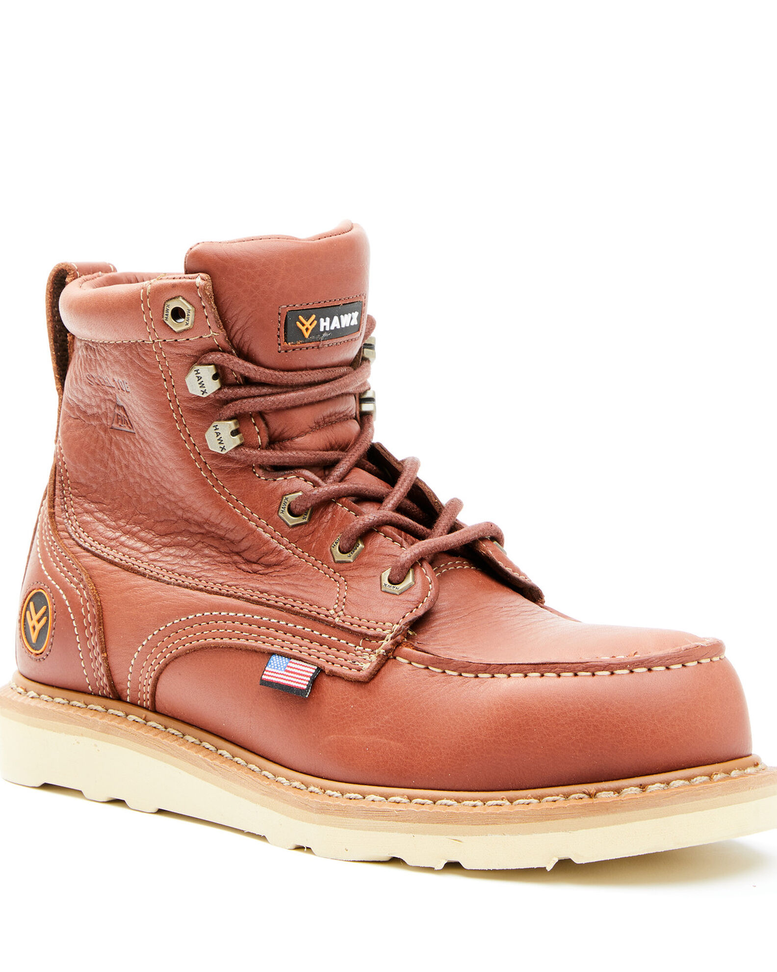 Wedge safety toe work boots top