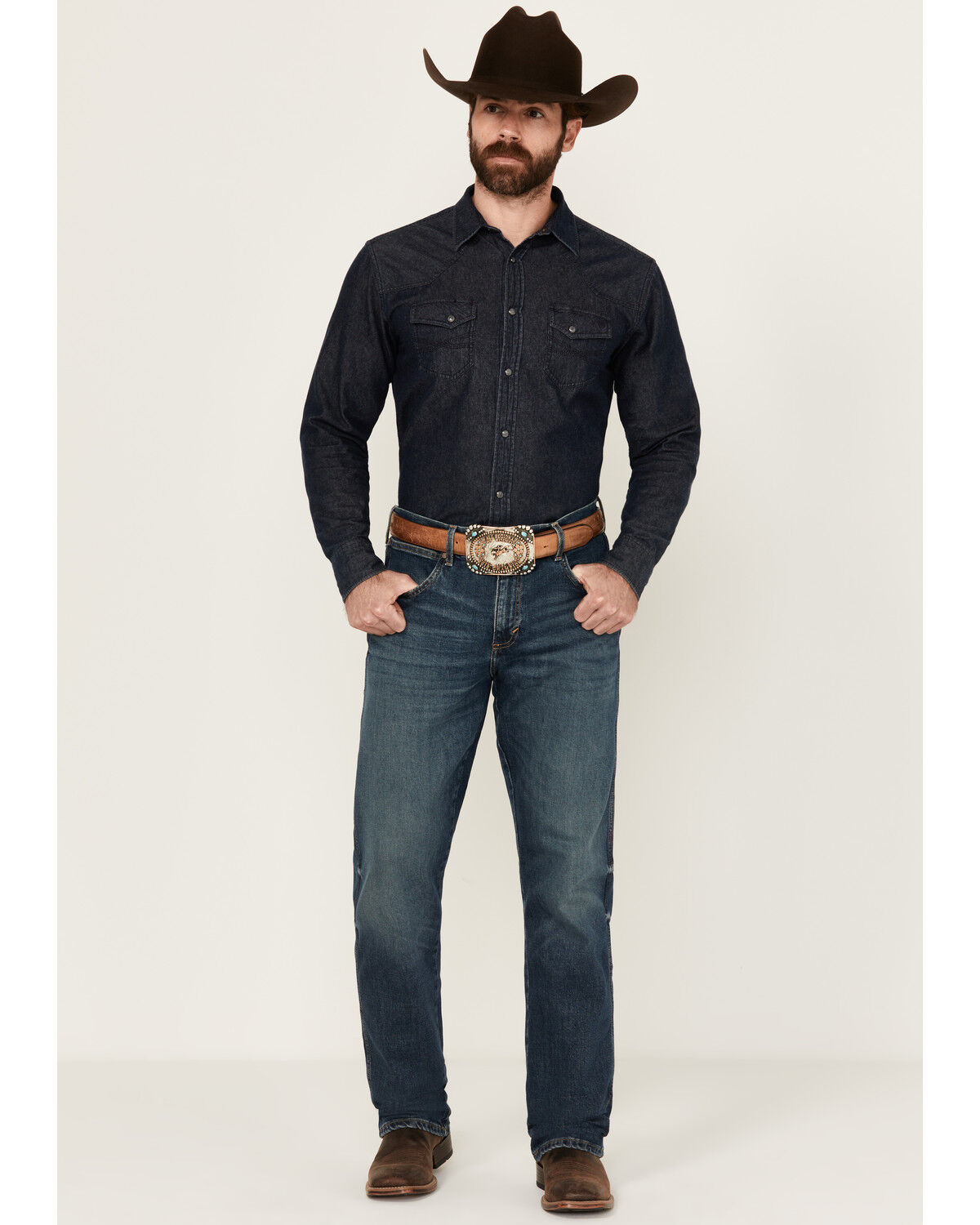 Image #1 - Wrangler Retro Men's 88MWZ Koewin Medium Wash Slim Straight Stretch Denim Jeans - Tall, Medium Wash, hi-res