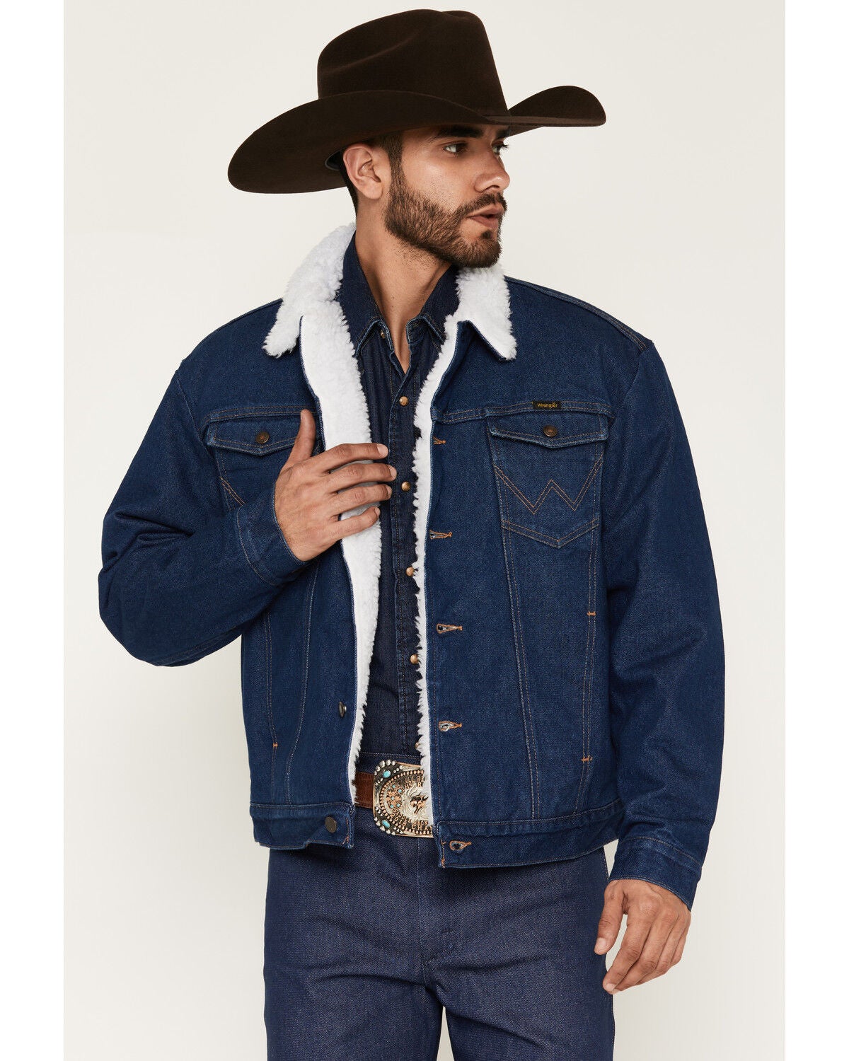 Image #1 - Wrangler Men's Sherpa Lined Denim Jacket, Denim, hi-res