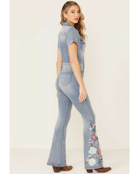 Driftwood Women's Embroidered Flare leg Jumpsuit, Blue, hi-res