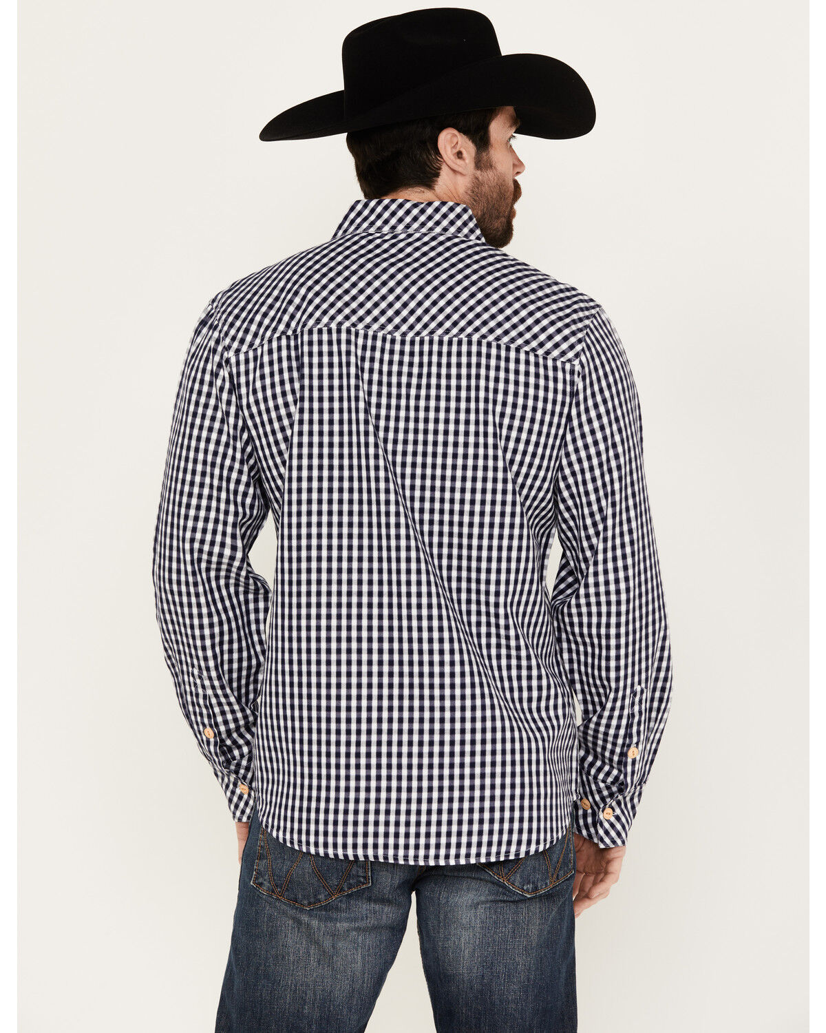 Image #4 - Resistol Men's Northway Checkered Print Long Sleeve Button-Down Western Shirt, Navy, hi-res