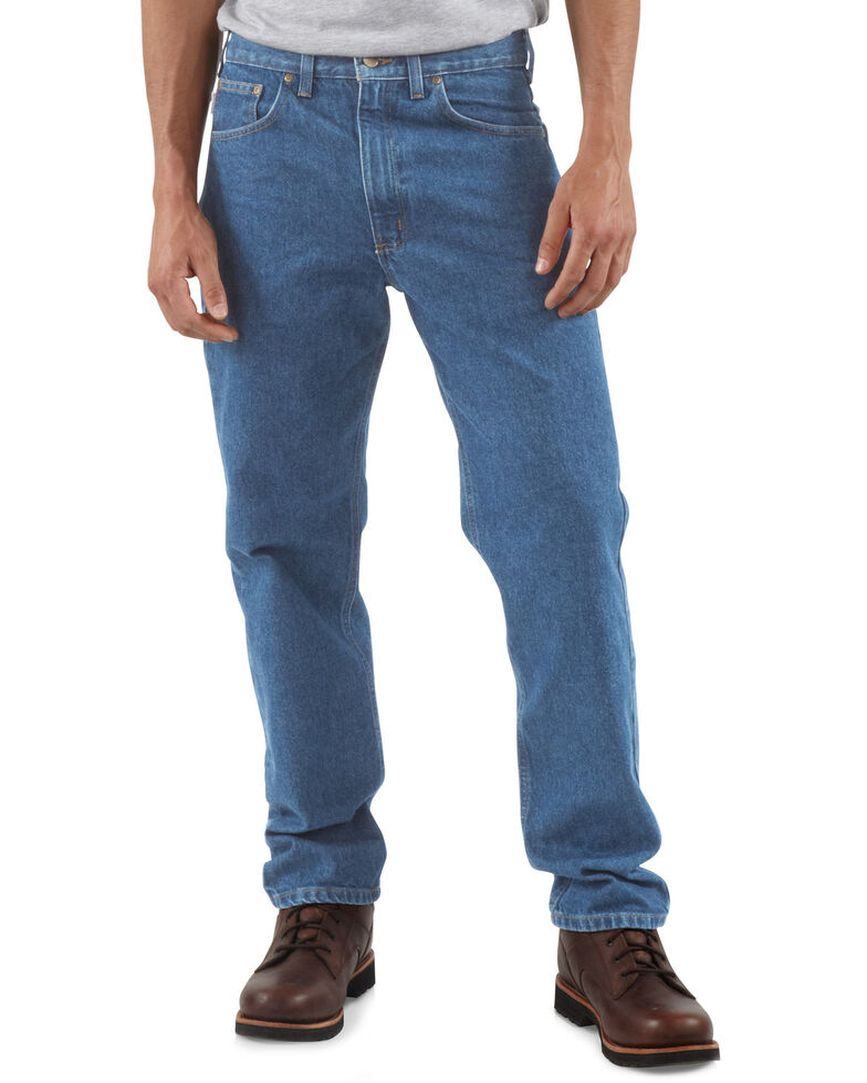 Carhartt Traditional Fit Five Pocket Tapered Leg Work Jeans, Stonewash, hi-res
