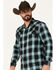 Image #2 - Moonshine Spirit Men's Ombre Plaid Print Long Sleeve Snap Western Shirt, Blue, hi-res