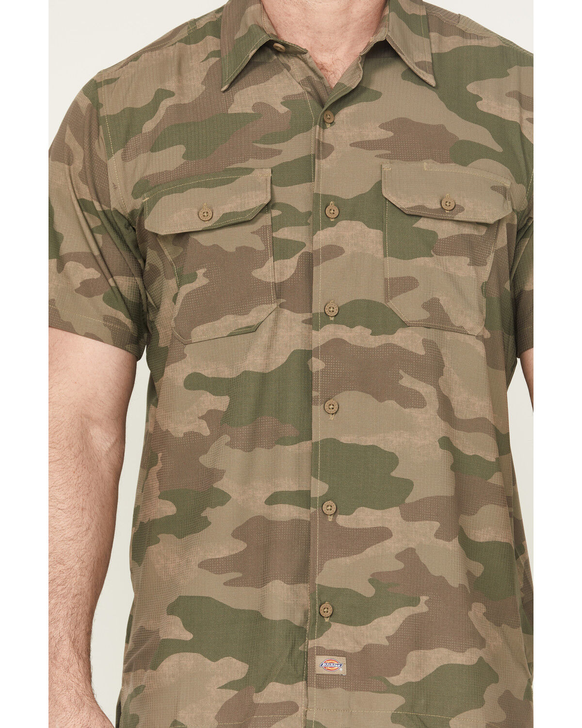Image #3 - Dickies Men's Camo Print Short Sleeve Button-Down Performance Work Shirt, Camouflage, hi-res